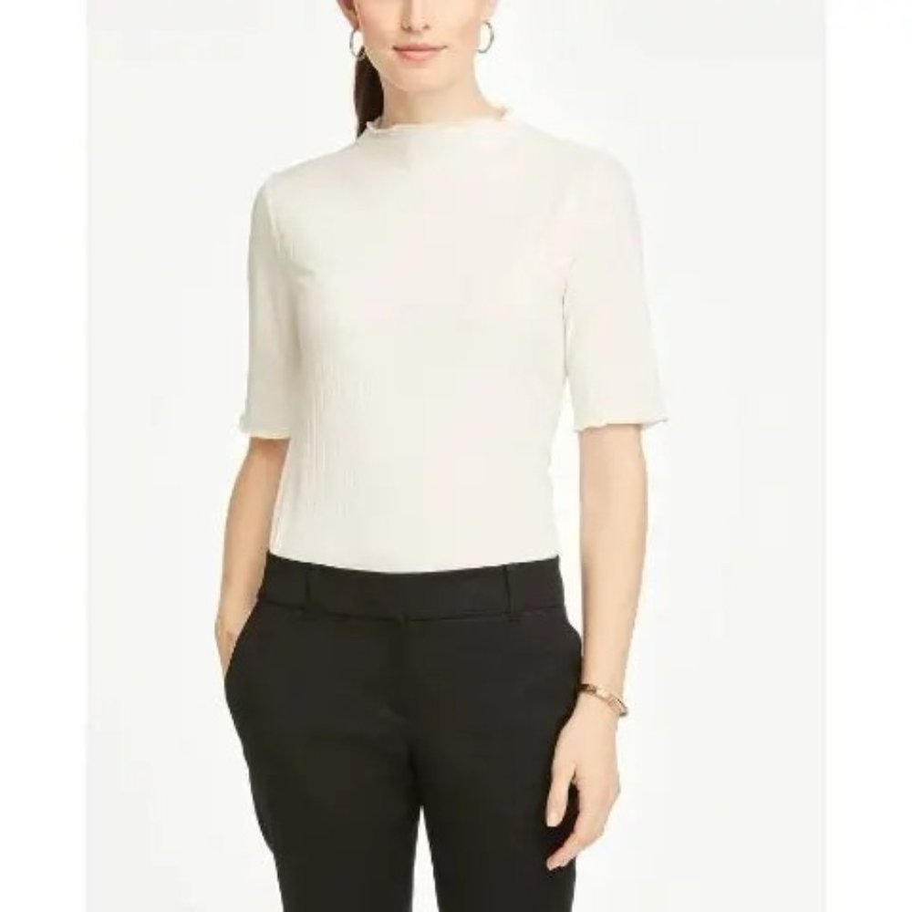 Ann Taylor Factory Lettuce Trim Top L